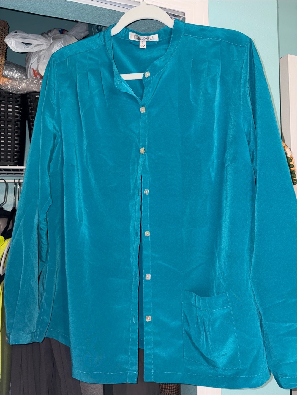 TravelSmith Teal Button-Up Top